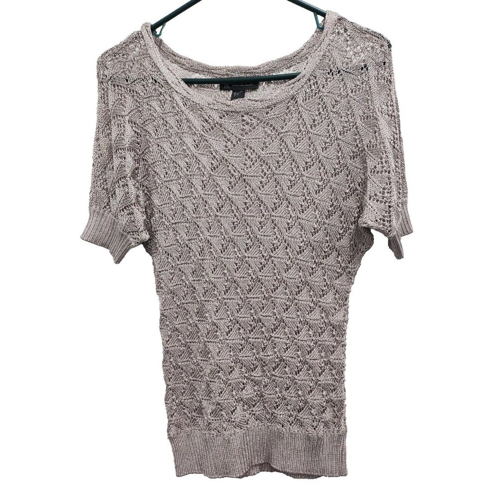 INC International Concepts Womens Fairy Sweater Medium Beige Metallic Crochet